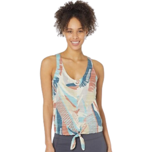 PRANA McKenzie Tank Tie Front Sleeveless Atlantic Paloma Print Women's Large - Picture 1 of 5